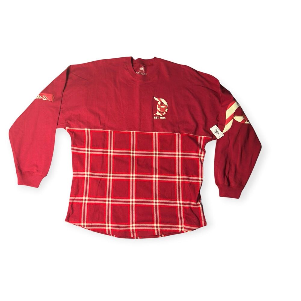 Disney Spirit Jersey Holiday Snacks Red Plaid Size‎ Medium Xmas Rare BNWT